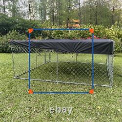 10FT Metal Crate Kennel Dog Run Cage Animal Fence Playpen Pet House with Roof