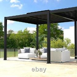 10X19ft Louvered pergolas Outdoor Aluminum gazebo withAjustable Roof Drain Gutter