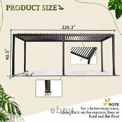 10X19ft Louvered pergolas Outdoor Aluminum gazebo withAjustable Roof Drain Gutter