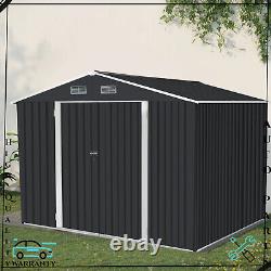 10.5'x9.1' Outdoor Storage Shed Tool Large Garden Storage House Heavy Duty Metal