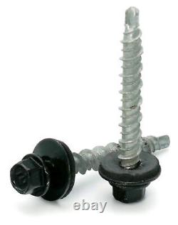 #10 Hex Washer Head Roofing Screws Mech Galv Mini-Drillers Black Finish