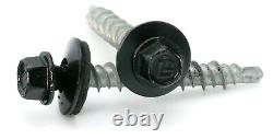 #10 Hex Washer Head Roofing Screws Mech Galv Mini-Drillers Black Finish