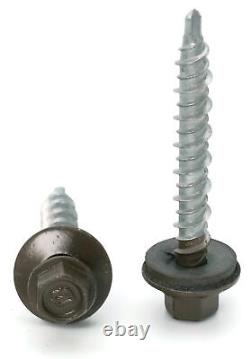 #10 Hex Washer Head Roofing Screws Mech Galv Mini-Drillers Bronze Finish