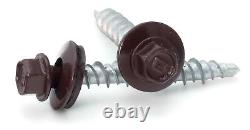 #10 Hex Washer Head Roofing Screws Mech Galv Mini-Drillers Burgundy Finish