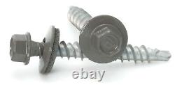 #10 Hex Washer Head Roofing Screws Mech Galv Mini-Drillers Charcoal Finish