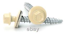 #10 Hex Washer Head Roofing Screws Mech Galv Mini-Drillers Ivory Finish