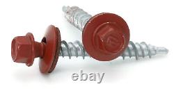 #10 Hex Washer Head Roofing Screws Mech Galv Mini-Drillers Red Finish