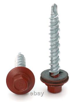 #10 Hex Washer Head Roofing Screws Mech Galv Mini-Drillers Red Finish