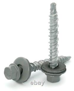 #10 Hex Washer Head Roofing Screws Mech Galv Mini-Drillers Slate Finish