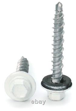 #10 Hex Washer Head Roofing Screws Mech Galv Mini-Drillers White Finish