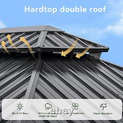 10'X12' Hardtop Gazebo, Aluminum Frame Canopy with Double Galvanized Steel Roof