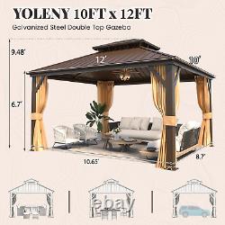 10' X 12' Hardtop Gazebo, Metal Gazebo with Aluminum Frame, Double Galvanized St