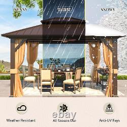 10' X 12' Hardtop Gazebo, Metal Gazebo with Aluminum Frame, Double Galvanized St