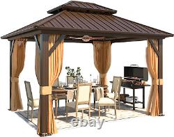 10' X 12' Hardtop Gazebo, Metal Gazebo with Aluminum Frame, Double Galvanized St