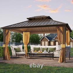 10' X 12' Hardtop Gazebo, Metal Gazebo with Aluminum Frame, Double Galvanized St