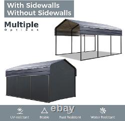 10 X 15 Ft Metal Carport Kits with Galvanized Steel Roof & Removable Sidewalls