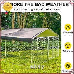 10'x10' Metal Dog Cage Kennel Outdoor Playpen Large Farm Cage with Cover Roof US
