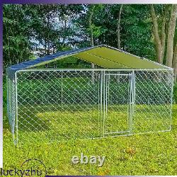 10'x10' Metal Fences Outdoor Large Dog Kennel Cage Pet Pen Run House WithCover