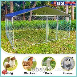 10 x10 ft Dog Kennel Metal Pet House Poultry Run Cage Enclosure with Cover & Roof