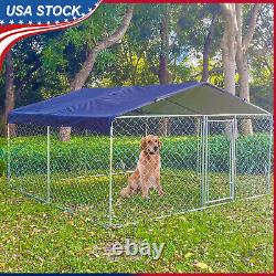 10 x10 ft Dog Kennel Pet Cage Outdoor Metal Fence Enclosure with Roof & Cover US