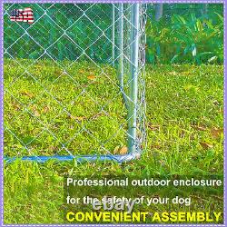 10 x10 ft Outdoor Dog Kennel Metal Fence Poultry Cage with Roof & Cover Backyard