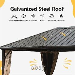 10'x12' Permanent Outdoor Galvanized Steel Roof Gazebo Pavilion Metal Gazebos