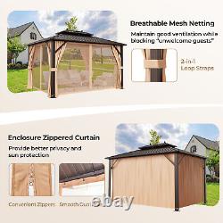 10'x13' Patio Double-Roof Hardtop Gazebo Aluminum Pavilion Netting Outdoor