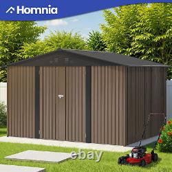 10'x8' FT Outdoor Storage Shed 385 CuFT Metal Garden Tools House witho Floor Base