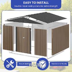 10'x8' FT Outdoor Storage Shed 385 CuFT Metal Garden Tools House witho Floor Base