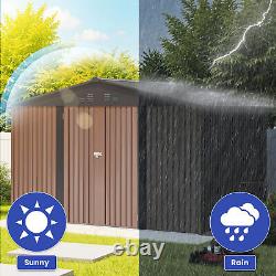 10'x8' FT Outdoor Storage Shed 385 CuFT Metal Garden Tools House witho Floor Base