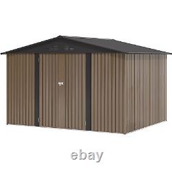 10'x8' FT Outdoor Storage Shed 385 CuFT Metal Garden Tools House witho Floor Base