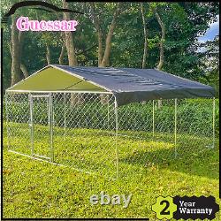 10' x 10' Dog Kennel Enclosure Waterproof Cover Large Farm Cage w Roof & Cover