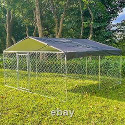 10 x 10 Ft Dog fence Outdoor Chain Link Dog Kennel Enclosure with Door & Cover NEW