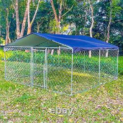 10 x 10 Ft Dog fence Outdoor Chain Link Dog Kennel Enclosure with Door & Cover NEW