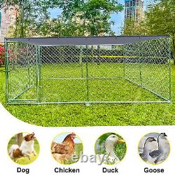 10 x 10 ft Large Outdoor Dog Kennel Metal Dog Cage for Dog Playpen with Roof Cover
