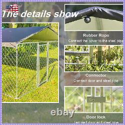 10 x 10 ft Metal Dog Kennel Pet Cage Run House Pet Playpen with Roof & Cover