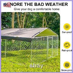 10 x 10 ft Metal Dog Kennel Pet Cage Run House Pet Playpen with Roof & Cover