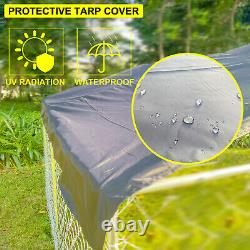 10' x 10' x 6' Chain Link Dog Kennel Enclosure Waterproof Cover Outdoor