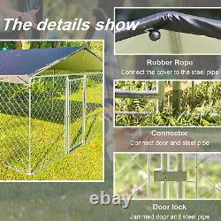 10 x 10ft Dog Playpen Large Cage Pet Exercise Fence Kennel Roof With Cover