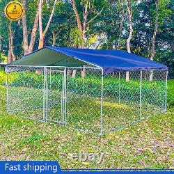 10 x 10ft Outdoor Dog Playpen Large Cage Pet Exercise Fence Kennel Roof with Cover
