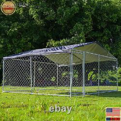10 x 10ft Outdoor Pet Dog Kennel Metal Pet House Cage Backyard Cage withRoof Cover