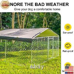 10 x 10ft Outdoor Pet Dog Kennel Metal Pet House Cage Backyard Cage withRoof Cover