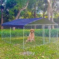 10 x 10ft Outdoor Pet Dog Kennel Metal Pet House Cage Backyard Cage with Cover