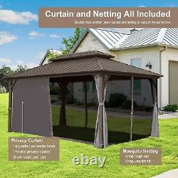 10' x 12' Hardtop Aluminum Galvanized Steel Gazebo with Double Roof Canopy