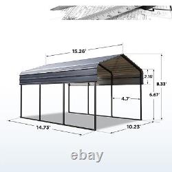 10 x 15ft Outdoor Metal Carport Heavy Duty Gazebo Garage for Cars Boats Shelter