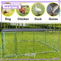 10ft Outdoor Large Dog Kennel Cage Pet Pen Run House Metal Cage Pen with Roof US