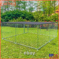 10ft x10ft x 4ft Outdoor Dog Kennel Metal Big Pet Cage For Dog Playpen with Roof