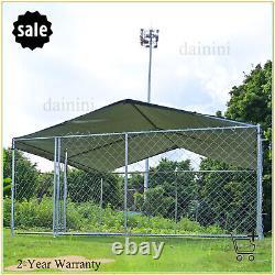10ftx10ft Heavy Duty Metal Dog Playpen Exercise Fence Kennel Pet House Roof
