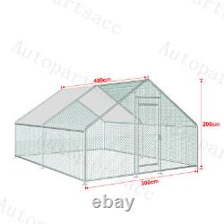 10x10FT/13x10FT Large Metal Chicken Coop Walk-In Chicken Run With Roof