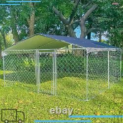 10x10FT Metal Dog Playpen Cage Fence Kennel Outdoor Exercise Playpen With Roof